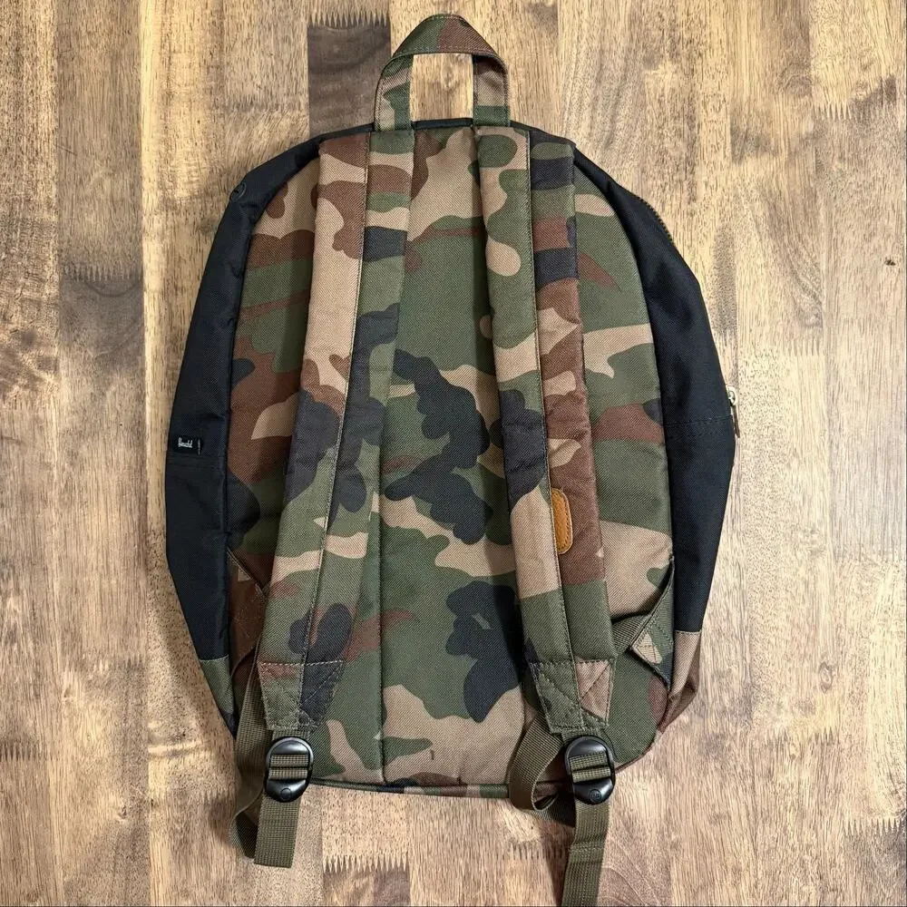 Herschel Supply Co Settlement Backpack Zipper Unisex Black/Camo/Woodland 23L - Picture 2 of 9